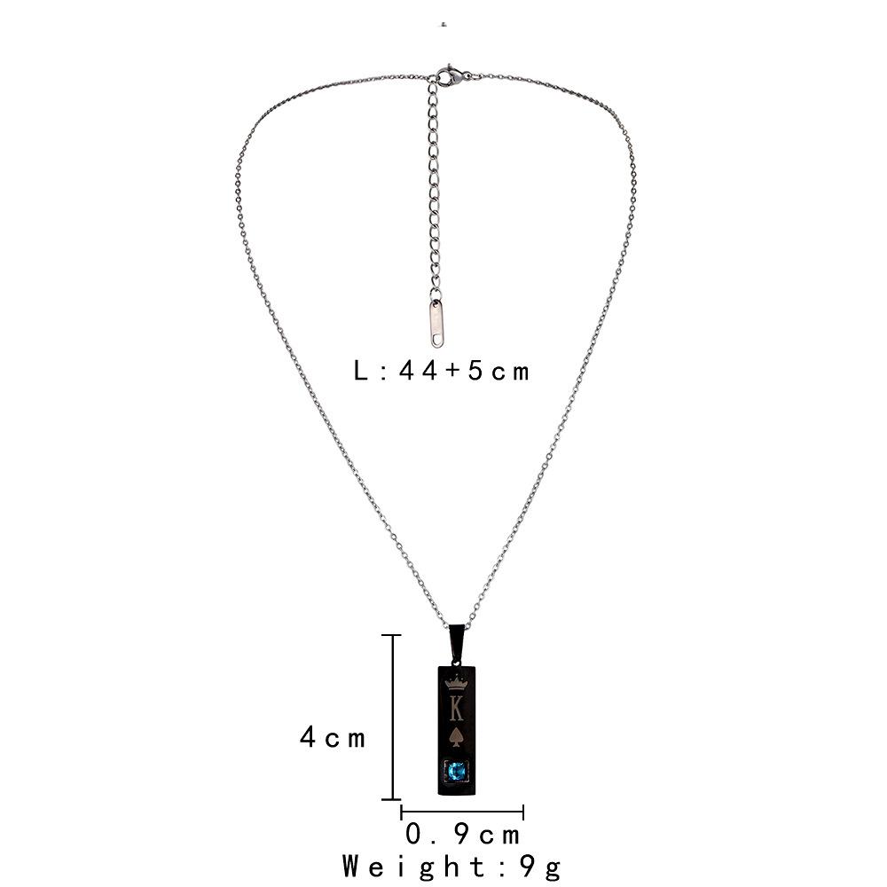 Fashion simple and personalized stainless steel couple KING and QUEEN diamond necklace