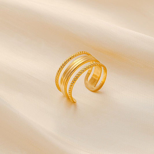 Stylish and high-end cold stainless steel opening simple geometric lines adjustable ring