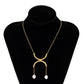 Jewelry Niche Design Pearl Tassel Necklace Female Simple Metal Semicircle Pendant Necklace