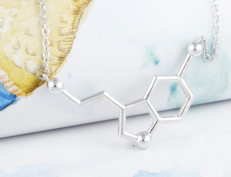 Personality Fashion Jewelry Simple Creative Chemical Molecule Dopamine Pendant Necklace Exquisite Clavicle Chain