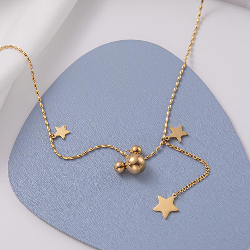 Mickey Mouse Necklace Female Niche Ins Net Red Fashion Titanium Steel 18k Gold Beads Clavicle Chain
