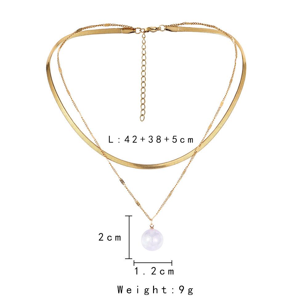 Simple colorful mermaid pearl stainless steel necklace women's light luxury snake bone chain titanium steel collarbone chain necklace