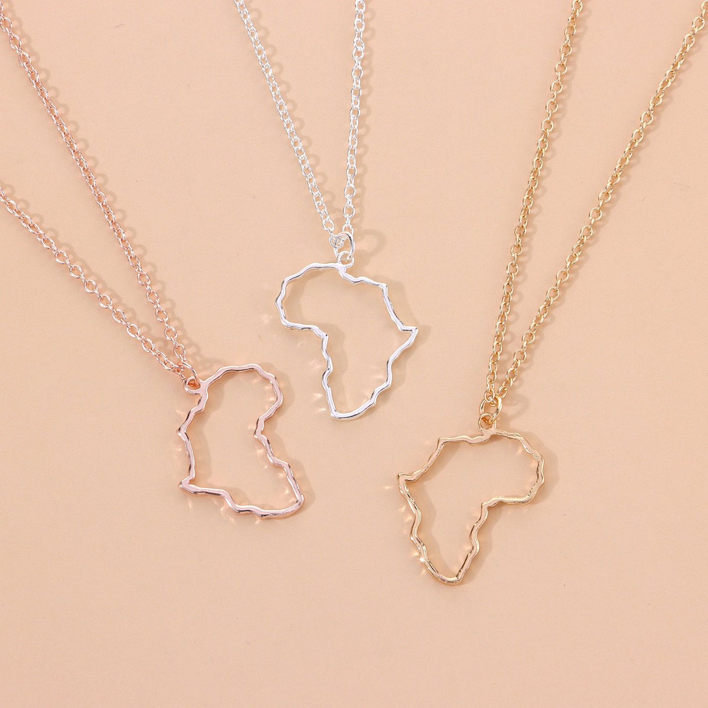 Jewelry Hollow Africa Map Pendant Necklace Female Personality Versatile Simple Fashion Necklace