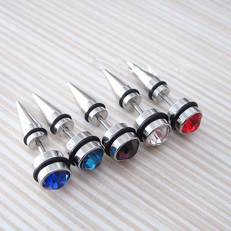 Human body piercing men's earrings 316L medical titanium steel earrings for men and women diamond-studded piercing fashion floor ear accessories
