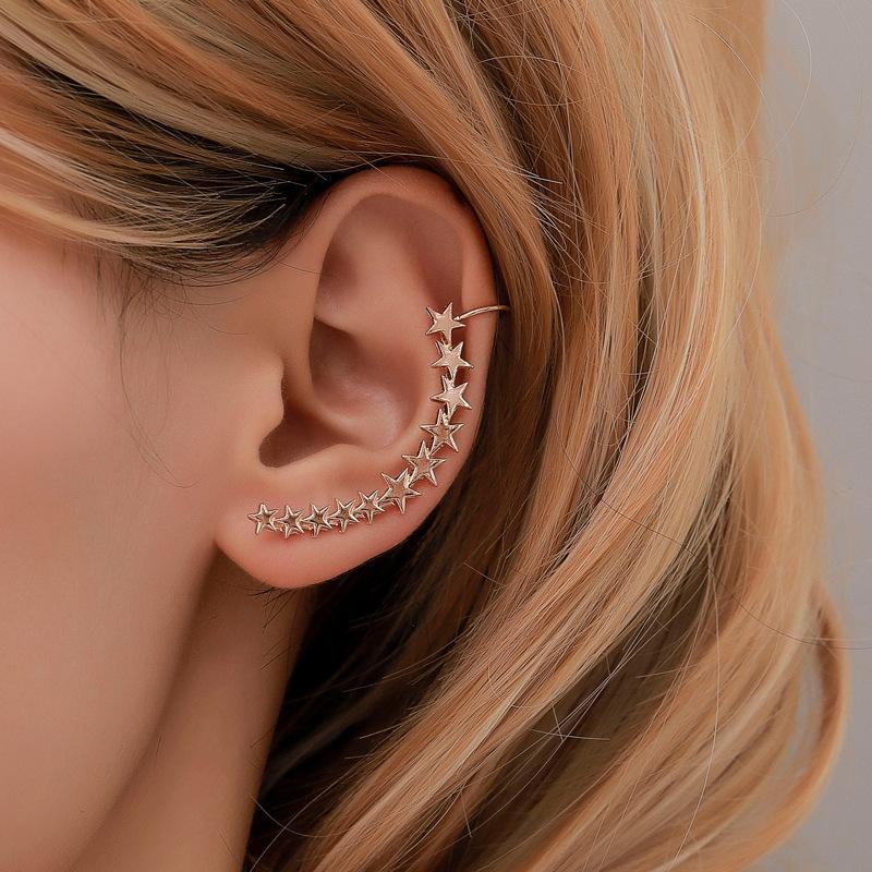 Popular fashion earrings temperament five-pointed star retro metal earrings earrings personality single star ear clip