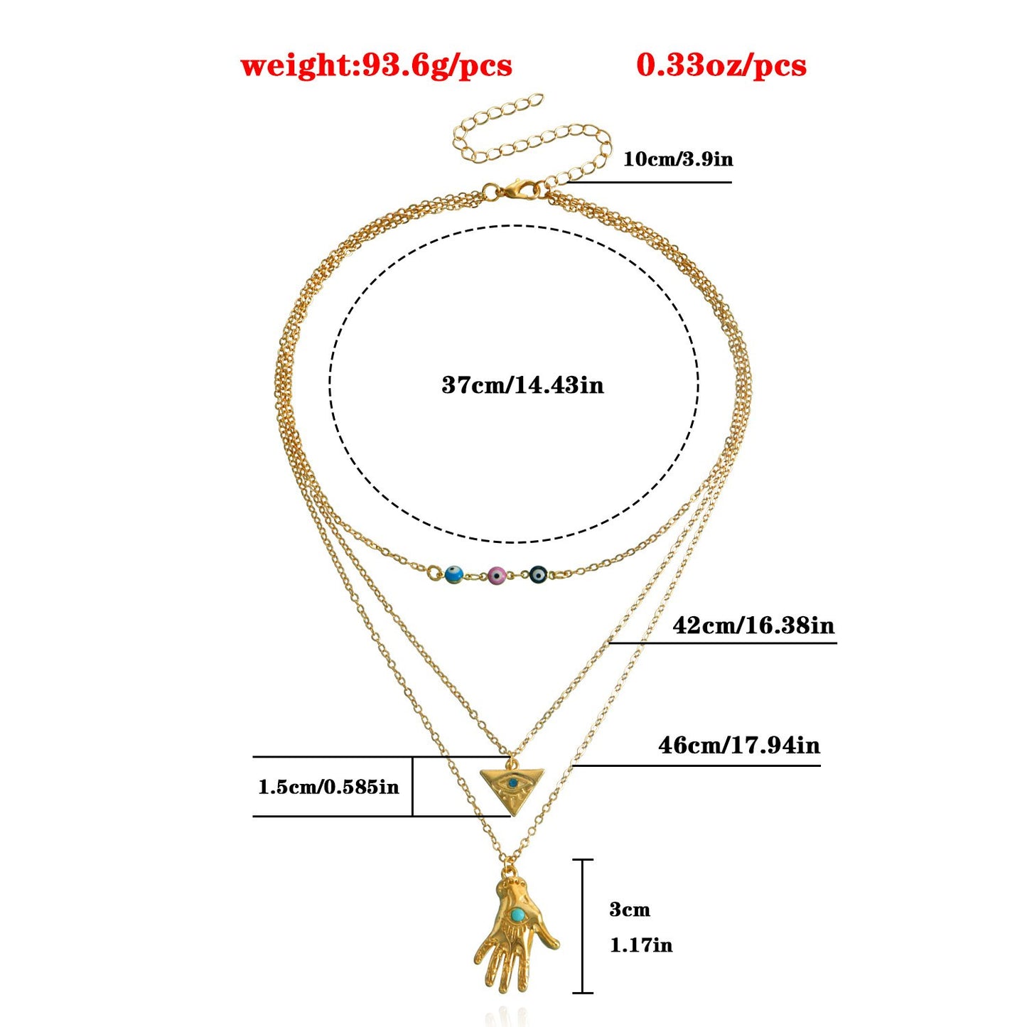 Accessories retro multi-layer devil's eye hand model necklace female jewelry niche high-end necklace light luxury
