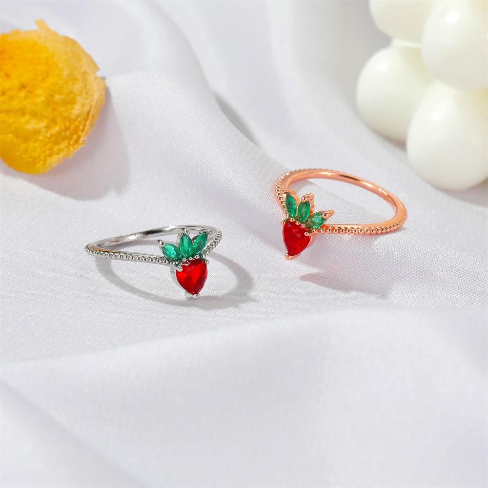 Cute fruit ring fun all-match grape apple ring ins sweet girl index finger ring