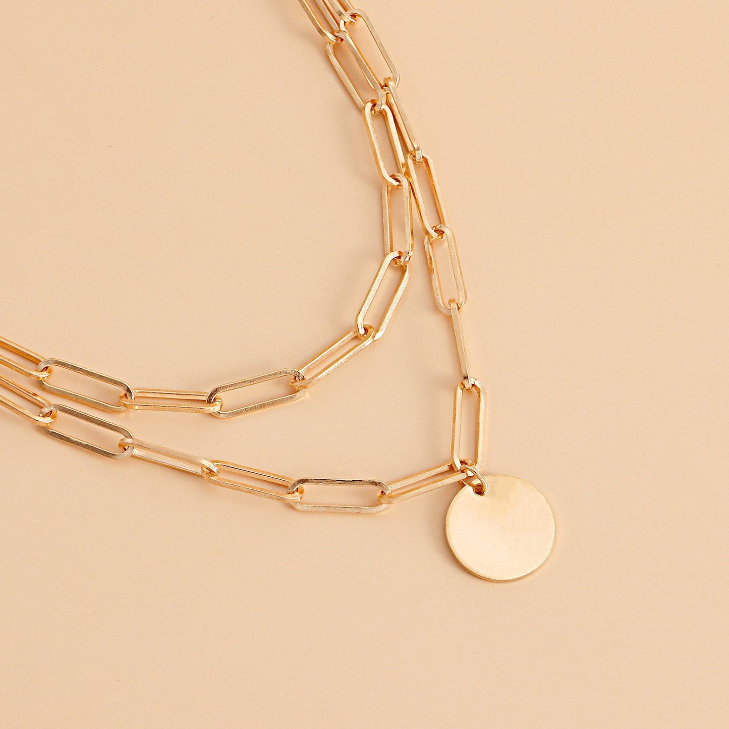 Jewelry creative simple necklace choker personality exaggerated punk disc double back necklace