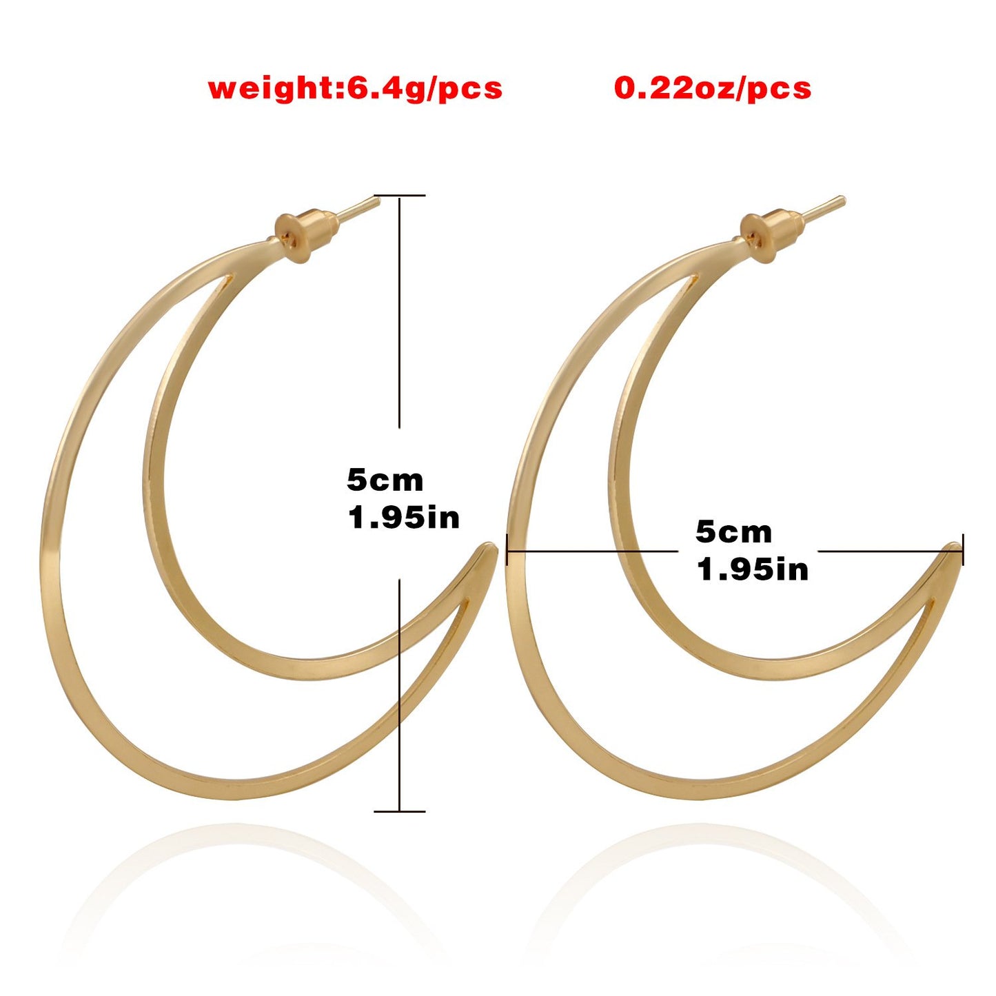 Jewelry Retro Geometric Hollow Crescent Earrings Female Exaggerated Big Moon Metal Earrings Earrings