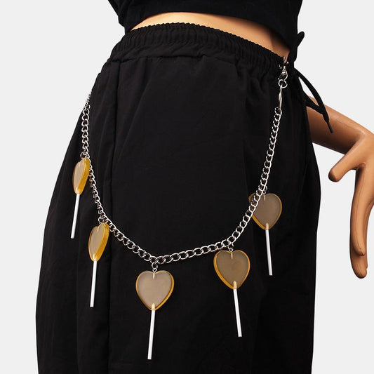 Hip-hop acrylic lollipop punk fashion metal waist chain personality popular pants chain ins