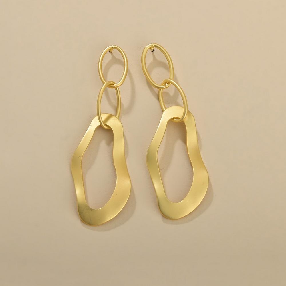S925 silver needle fashion matte metal trendy earrings irregular geometric personality exaggerated earrings female