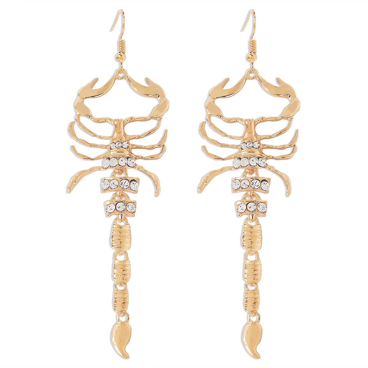 E1827 Niche personality exaggerated geometric fashion earrings micro-inlaid scorpion retro punk earrings for women