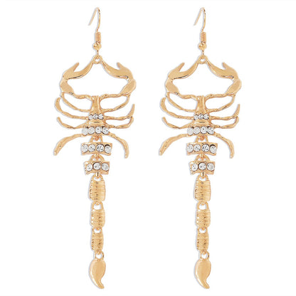 E1827 Niche personality exaggerated geometric fashion earrings micro-inlaid scorpion retro punk earrings for women