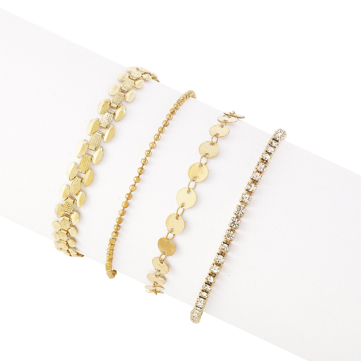 A163 Metal Simple Anklet Set Small Beads Sequins Claw Chain Multi-element Fashion Footwear