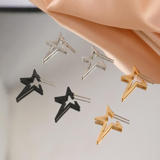 Creative metal geometric earrings exaggerated trend street shooting hollow star earrings unisex