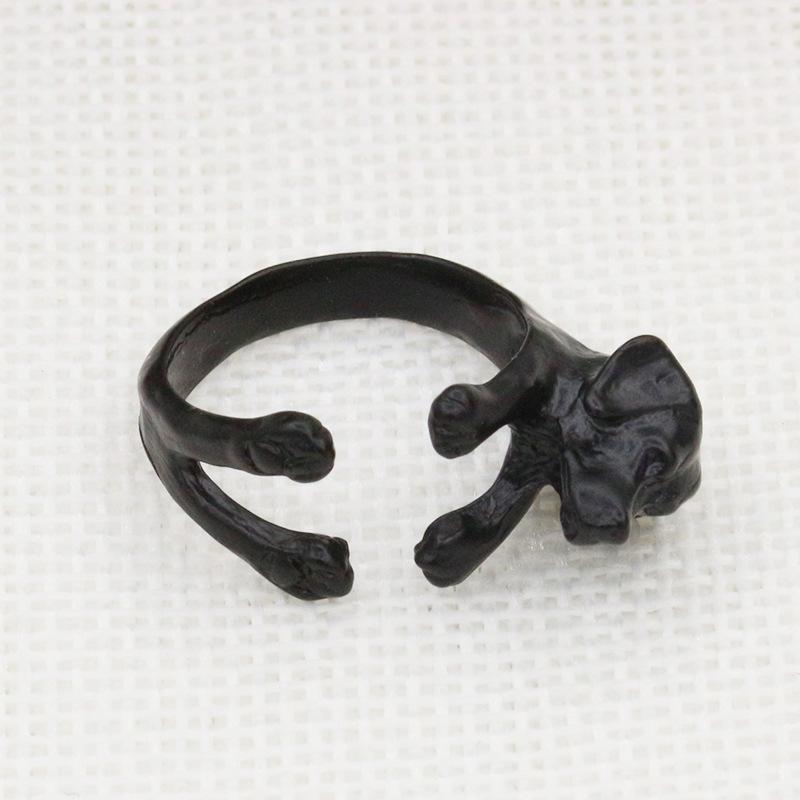 Retro Geometric Cat Claw Ring Metal Black Winding Animal Ring Fashion Creative Open Hand Jewelry Female