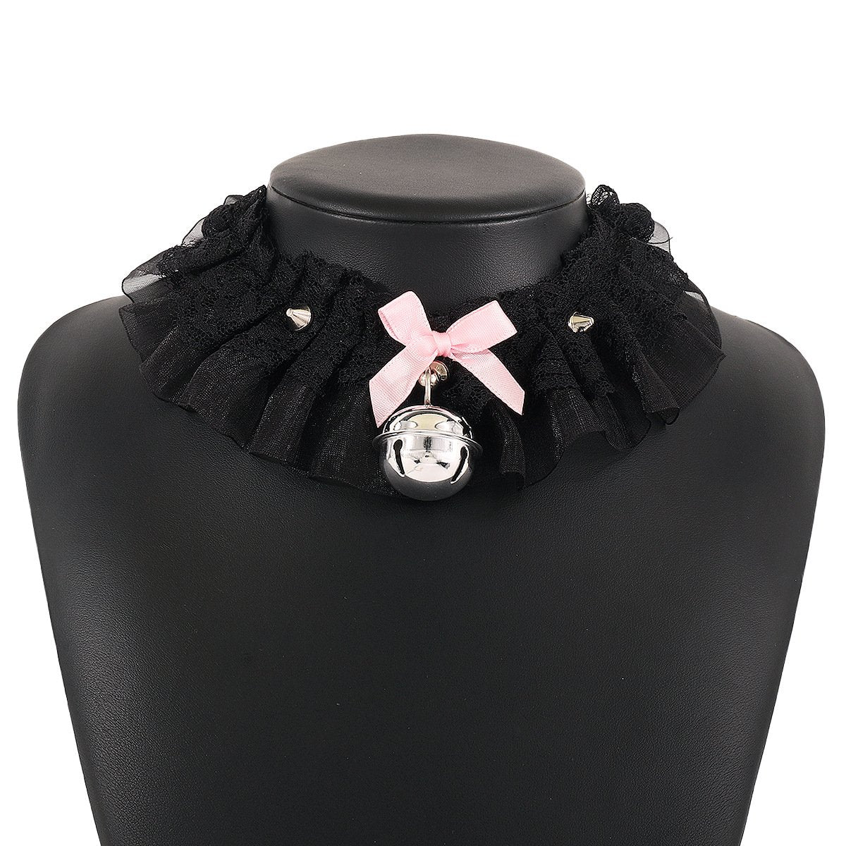 N1451 Exaggerated Lolita Necklace Lace Bow Knot Bell Necklace Rivet Sexy Cute Necklace