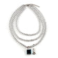 Ins cold fashion popular geometric multi-layer necklace trend padlock pendant clavicle chain female