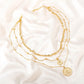 Ins exaggerated multi-layer portrait necklace punk hip-hop trendy metal thick chain stacked coin necklace female