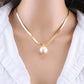 Jewelry Retro Copper Snake Chain Baroque Pearl Portrait Square Necklace Set Chain Female