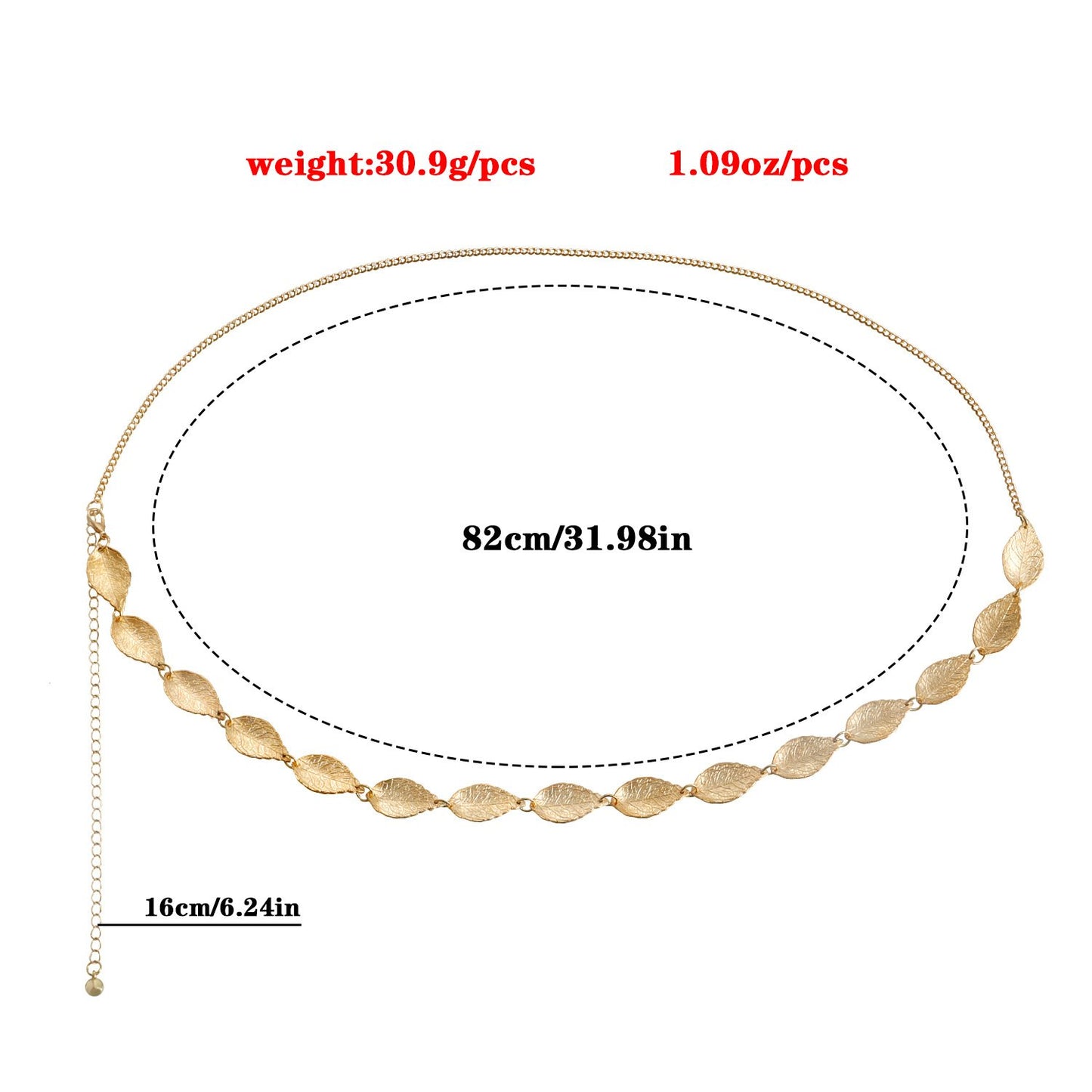 Jewelry ins alloy leaf stitching chain waist chain accessories body chain women's sense of luxury