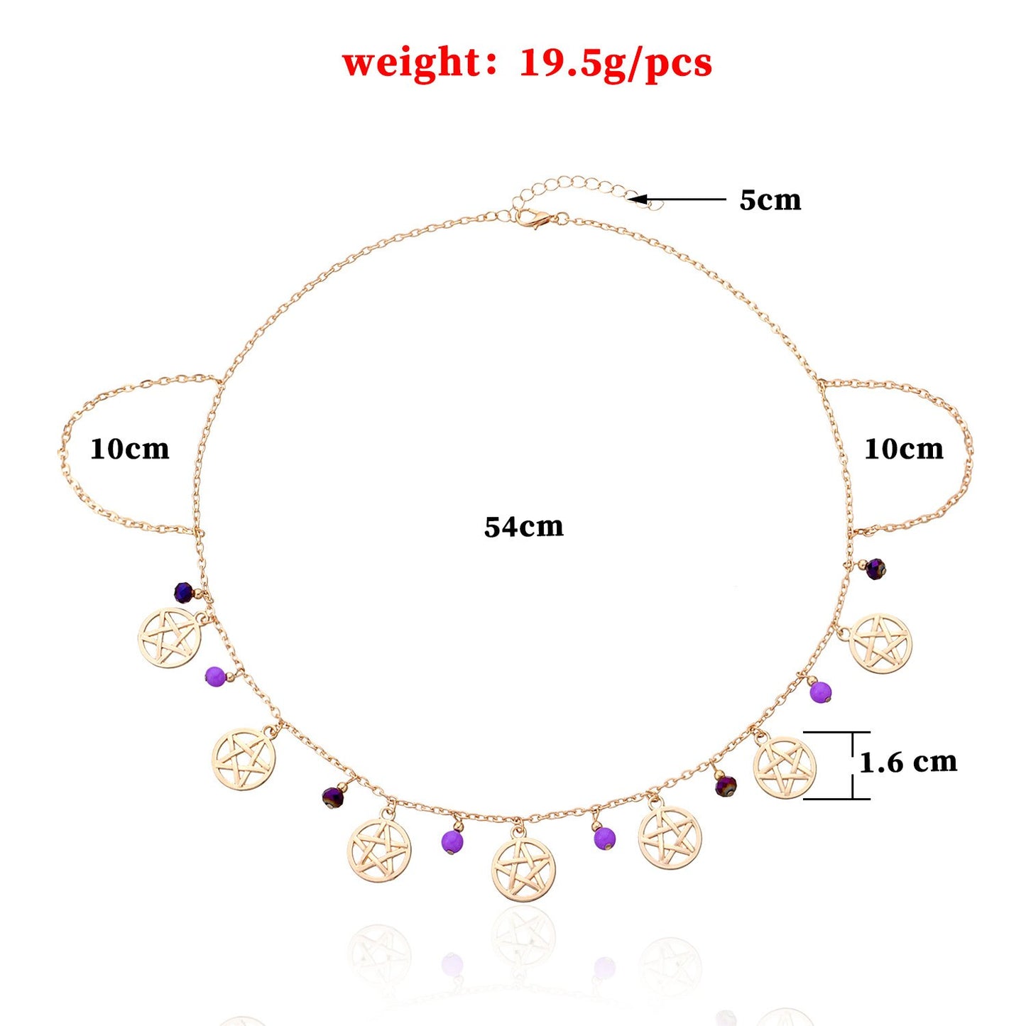Multi-layer Ladies Chain Hair Band Headband Alloy Pentagram Crystal Headdress Necklace Dual Purpose