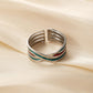 Fashion personality stainless steel opening adjustable drop oil cross line ring titanium steel ring female