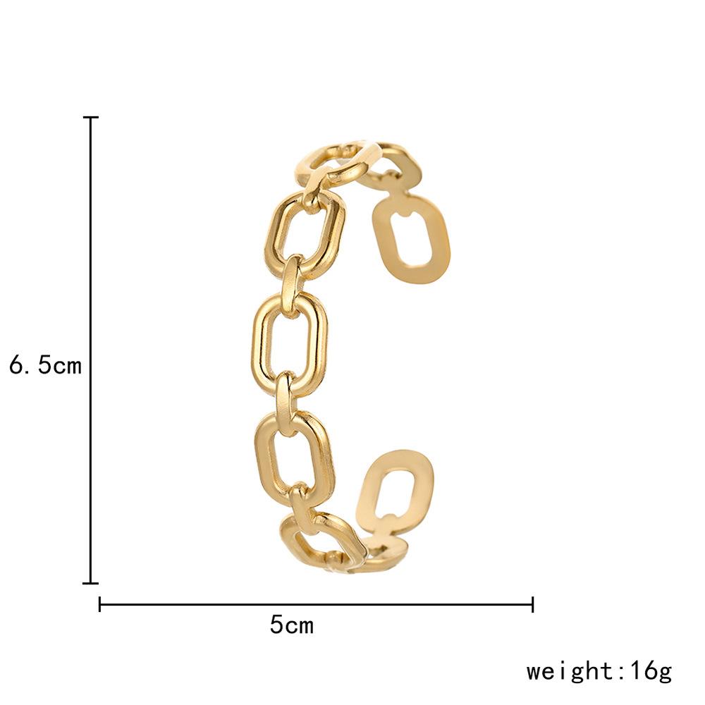 ins trend personality titanium steel square chain buckle open bracelet stainless steel fashion simple C-shaped bracelet