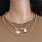 Fashion special-shaped pearl portrait coin decoration ins cold temperament double-layer set chain