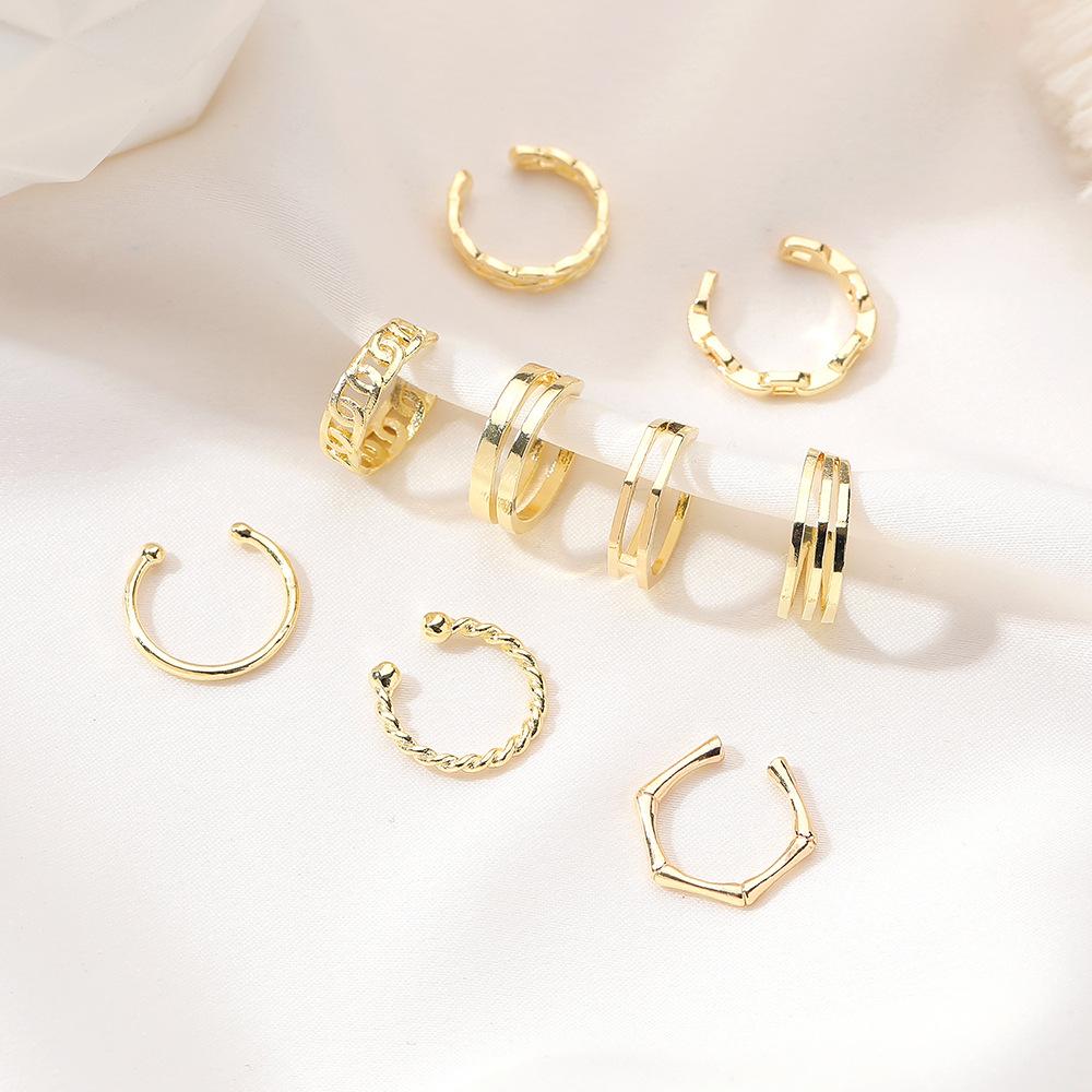 Earrings cold C-shaped ear bone clip personality metal thread circle ear clip no ear hole earring female