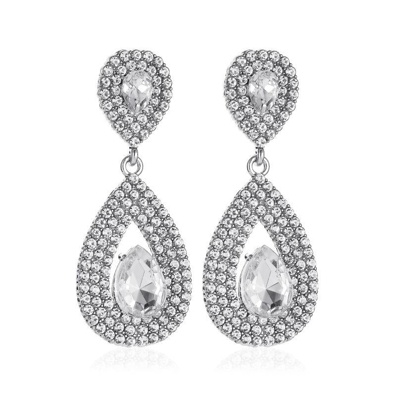 Full diamond atmospheric long earrings Goddess super flash zircon water drop earrings temperament crystal bridal earrings