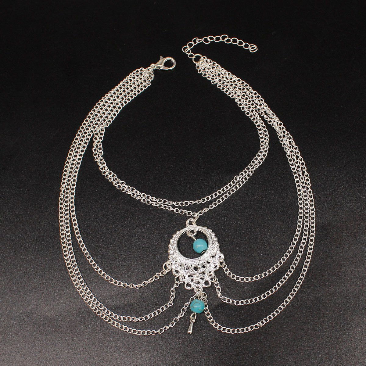 Jewelry Retro Ethnic Hollow Turquoise Water Drop Anklet Foot Jewelry for Women