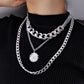 Jewelry Personality Exaggerated Chain Necklace Sweater Chain Simple Queen Pendant Multilayer Necklace Female