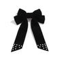 Jewelry Versatile Velvet Handmade Imitation Pearl Hair Ornament Simple Micro-inlaid Letter Bow Hairpin Female