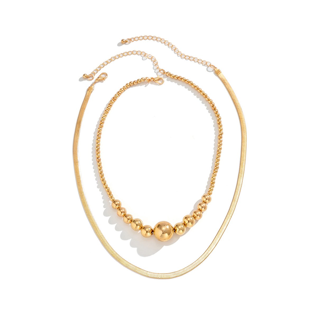 Jewelry Hip Hop Metal Snake Bone Chain Necklace Trend Versatile Geometric Bead Chain Necklace Women