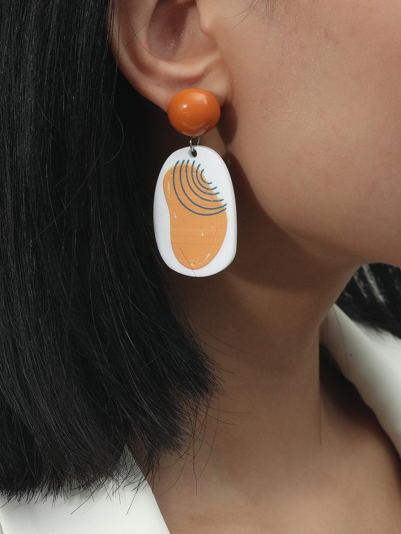 Spring and summer creative 3D printing candy color fresh earrings simple geometric pattern sweet earrings