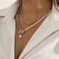Jewelry Fashion Long Ball Chain Stacked Necklace Retro Personality Pearl Ot Buckle Necklace