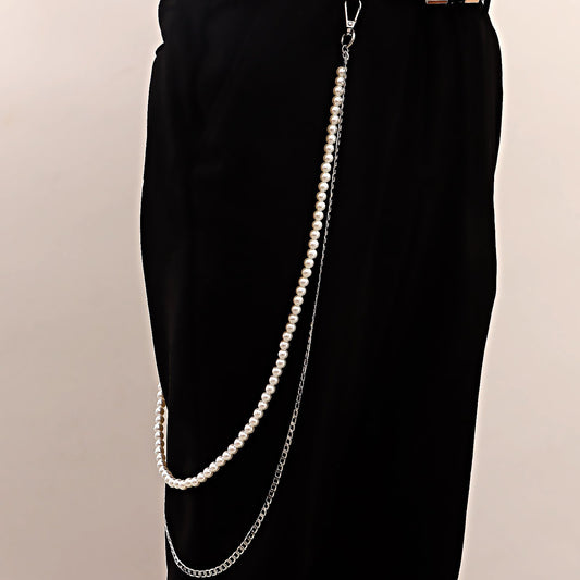 Jewelry retro sexy fashion double pants chain punk imitation pearl waist chain waistchain