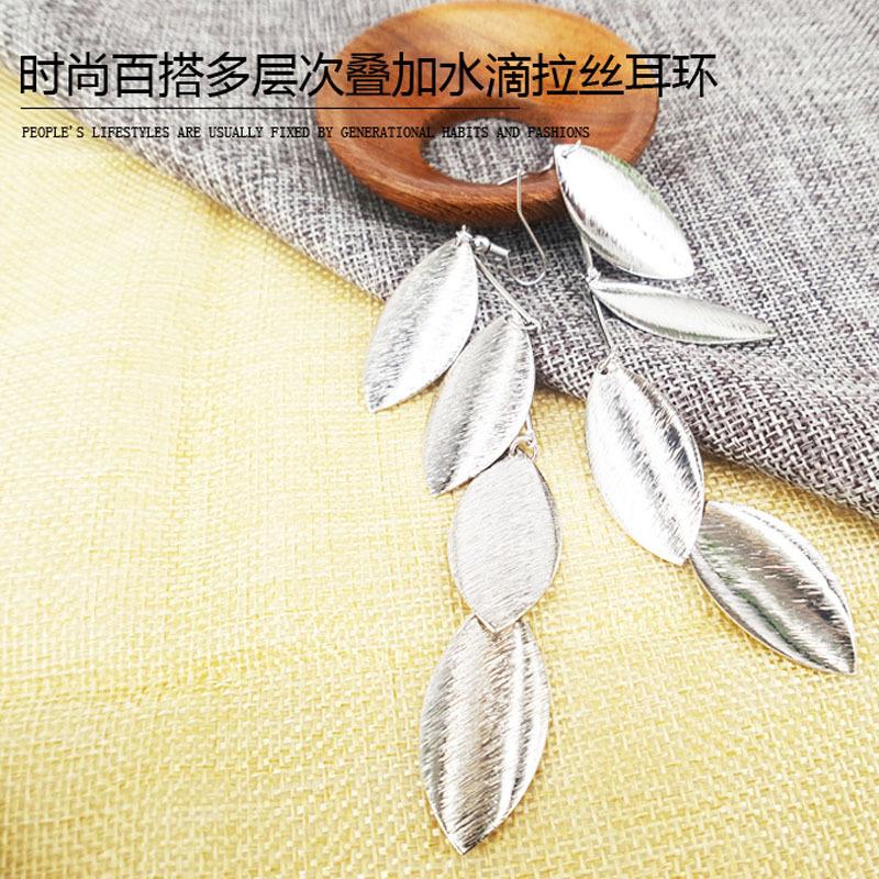 Long multi-layer water drop tassel brushed earrings Long earrings Exaggerated earrings