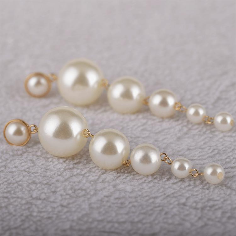 National temperament ladies elegant large string of long string pearl earrings Baroque exaggerated long earrings