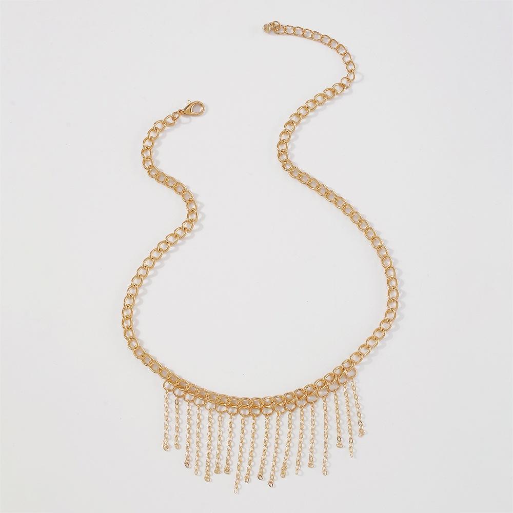 N9465 Jewelry Metal Texture Cool Necklace Hip Hop Creative Tassel Personality Necklace Female