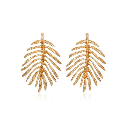 Ins hollow leaf earrings female fashion Mori super fairy creative leaf earrings personality temperament earrings