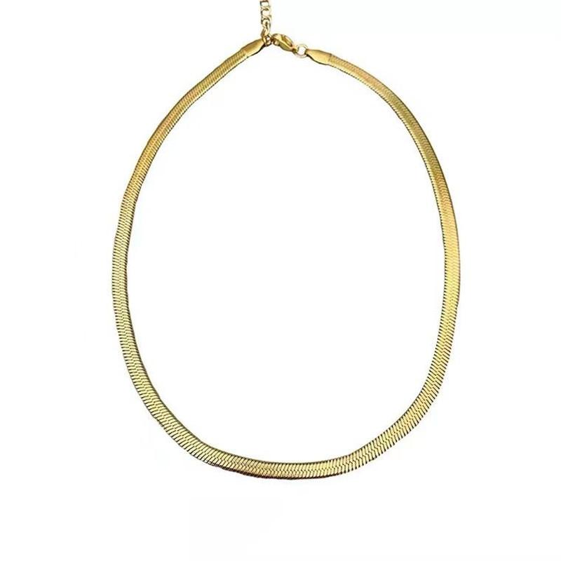 ins simple all-match jewelry titanium steel furnace vacuum plating 18k stacked blade chain necklace female