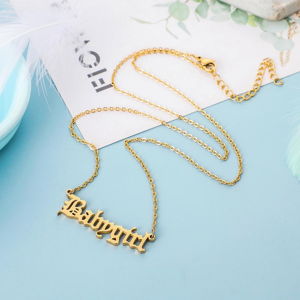 Fashion Items Jewelry Versatile Stainless Steel Pendant Cut Gold Alphabet Necklace