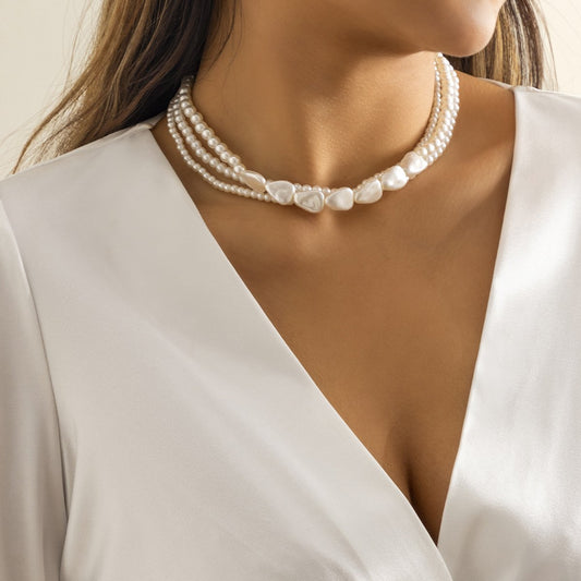 Jewelry Retro Imitation Pearl Stacked Baroque Necklace Niche Bead Chain Versatile Necklace Women