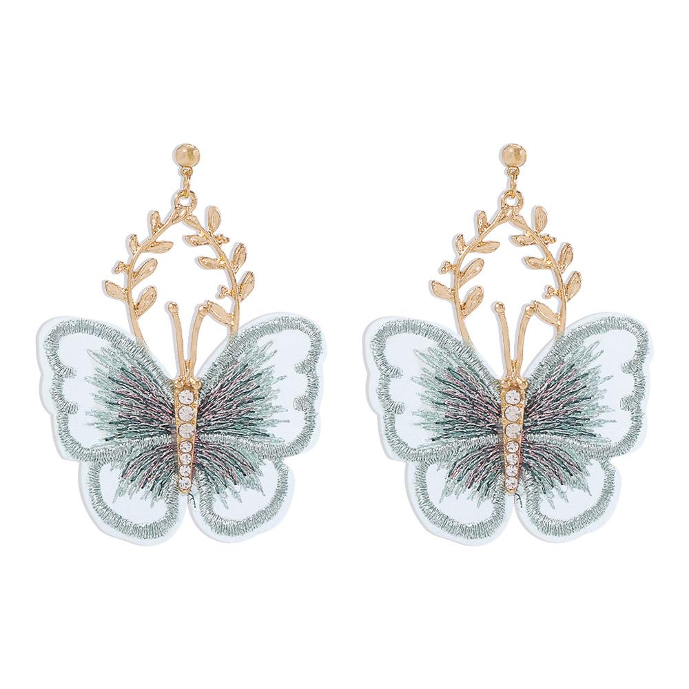 E9727 Jewelry Creative Ancient Embroidery Butterfly Earring Super Fairy Temperament Alloy Lace Earrings