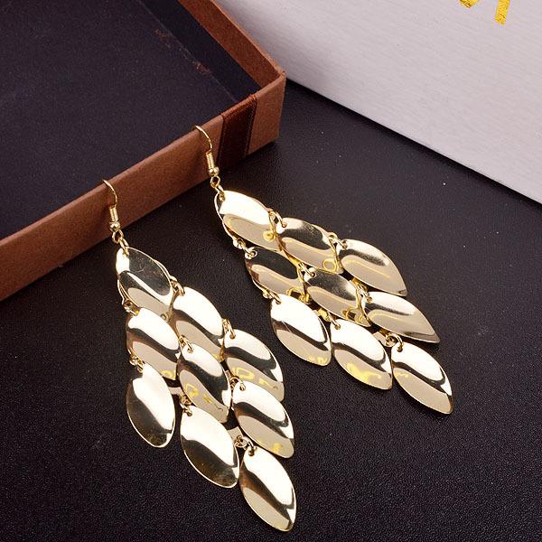 Long earrings metal fashion earrings shiny water drop disc earrings direct supply