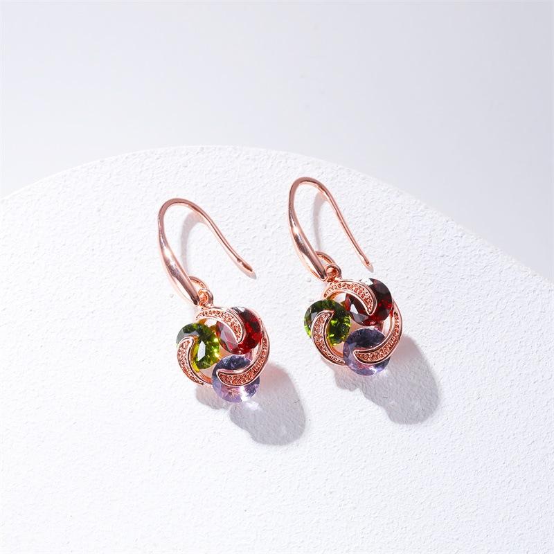 Earrings celebrity temperament micro-inlaid zircon earrings female simple color diamond car earrings