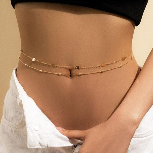 Multi-layer chain sequin waist chain simple sexy temperament round double-layer body chain waist chain women