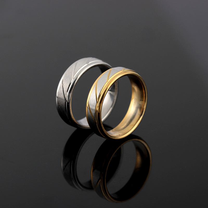 Jewelry stainless steel ring fashion simple couple striped titanium steel ring